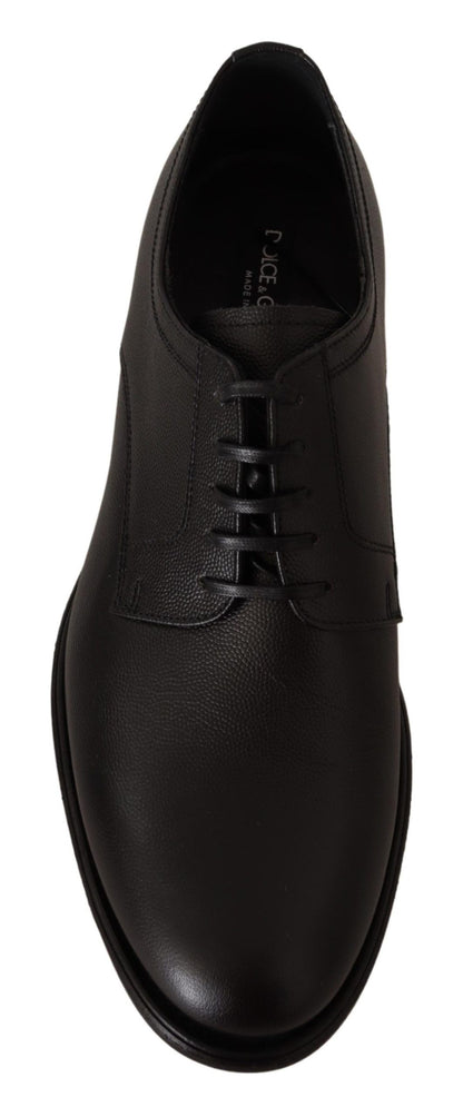 Dolce & Gabbana Elegant Black Leather Derby Shoes - EU41/US8