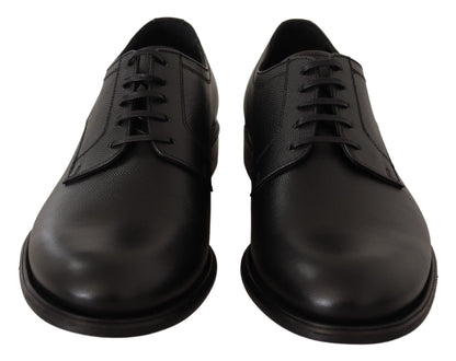 Dolce & Gabbana Elegant Black Leather Derby Shoes - EU41/US8