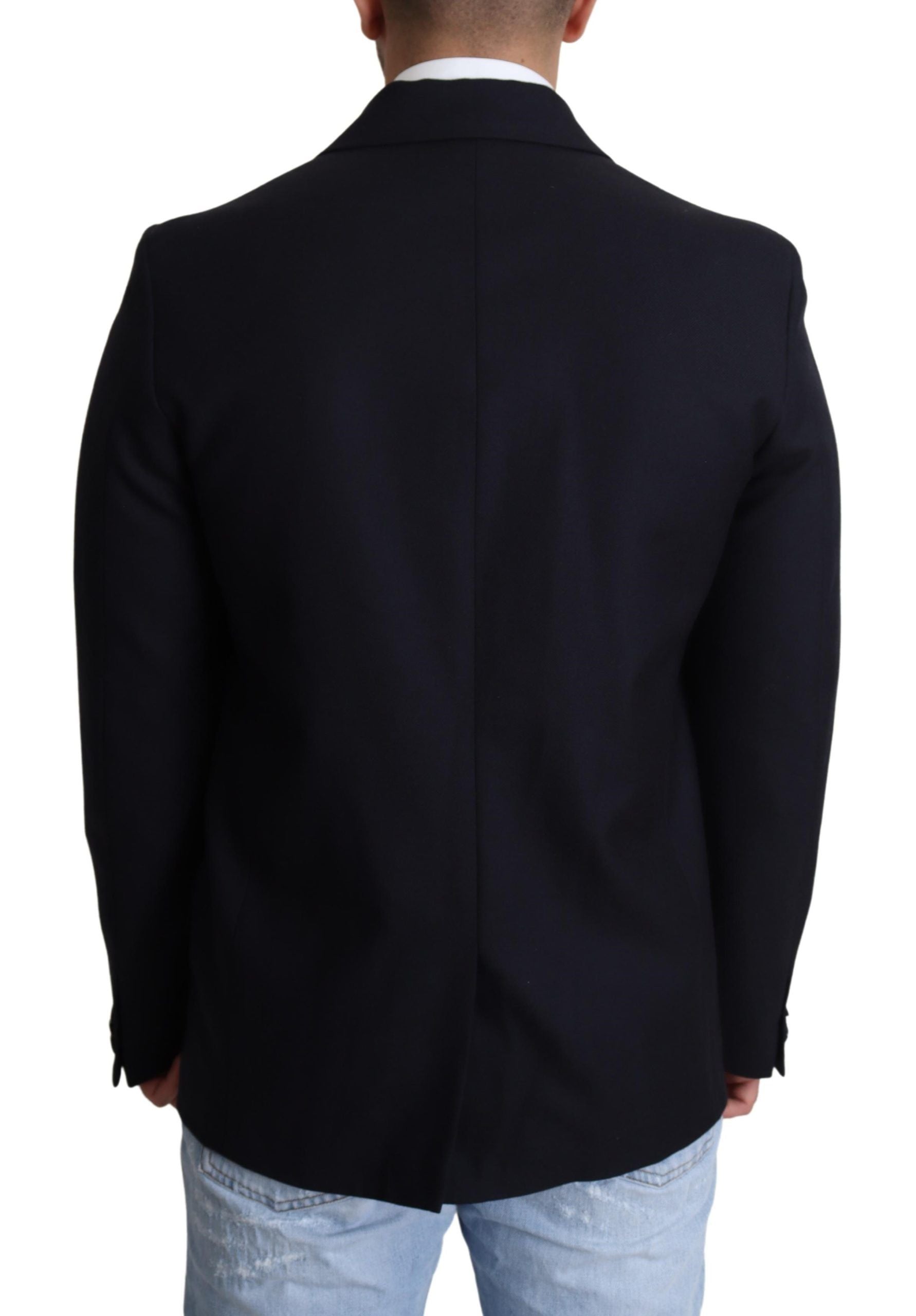 Dolce & Gabbana Elegant Dark Blue Virgin Wool Men’s Coat - IT46 | S