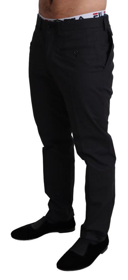 Dolce & Gabbana Elegant Black Stretch Cotton Trousers - IT48 | M