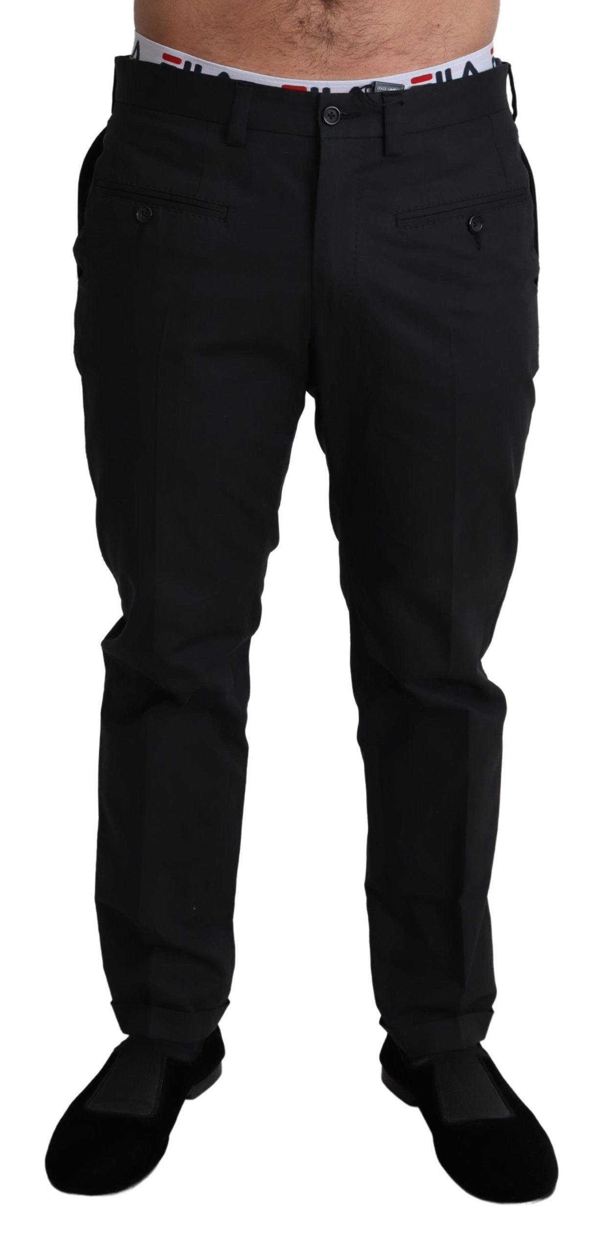 Dolce & Gabbana Elegant Black Stretch Cotton Trousers - IT48 | M