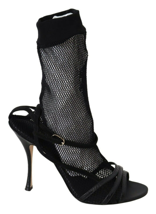 Dolce & Gabbana Chic Black Mesh Stiletto Sandals - EU39.5/US9