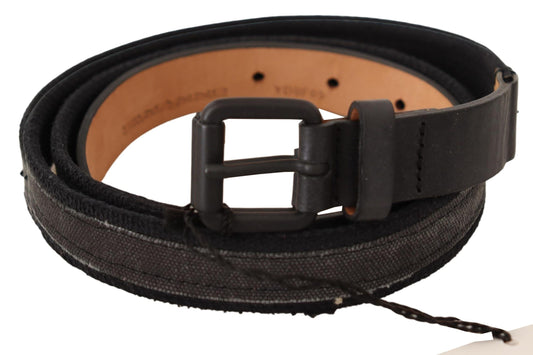 Ermanno Scervino Classic Black Leather Belt with Buckle Fastening - 95 cm / 38 Inches