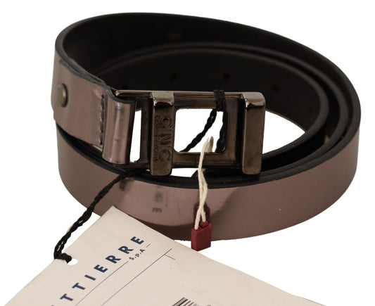 Costume National Chic Pink Metallic Leather Belt with Bronze Buckle - 85 cm / 34 Inches