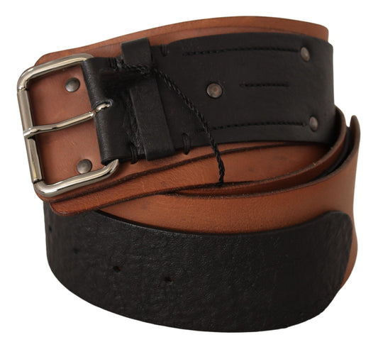 Costume National Elegant Dual-Tone Leather Fashion Belt - 85 cm / 34 Inches