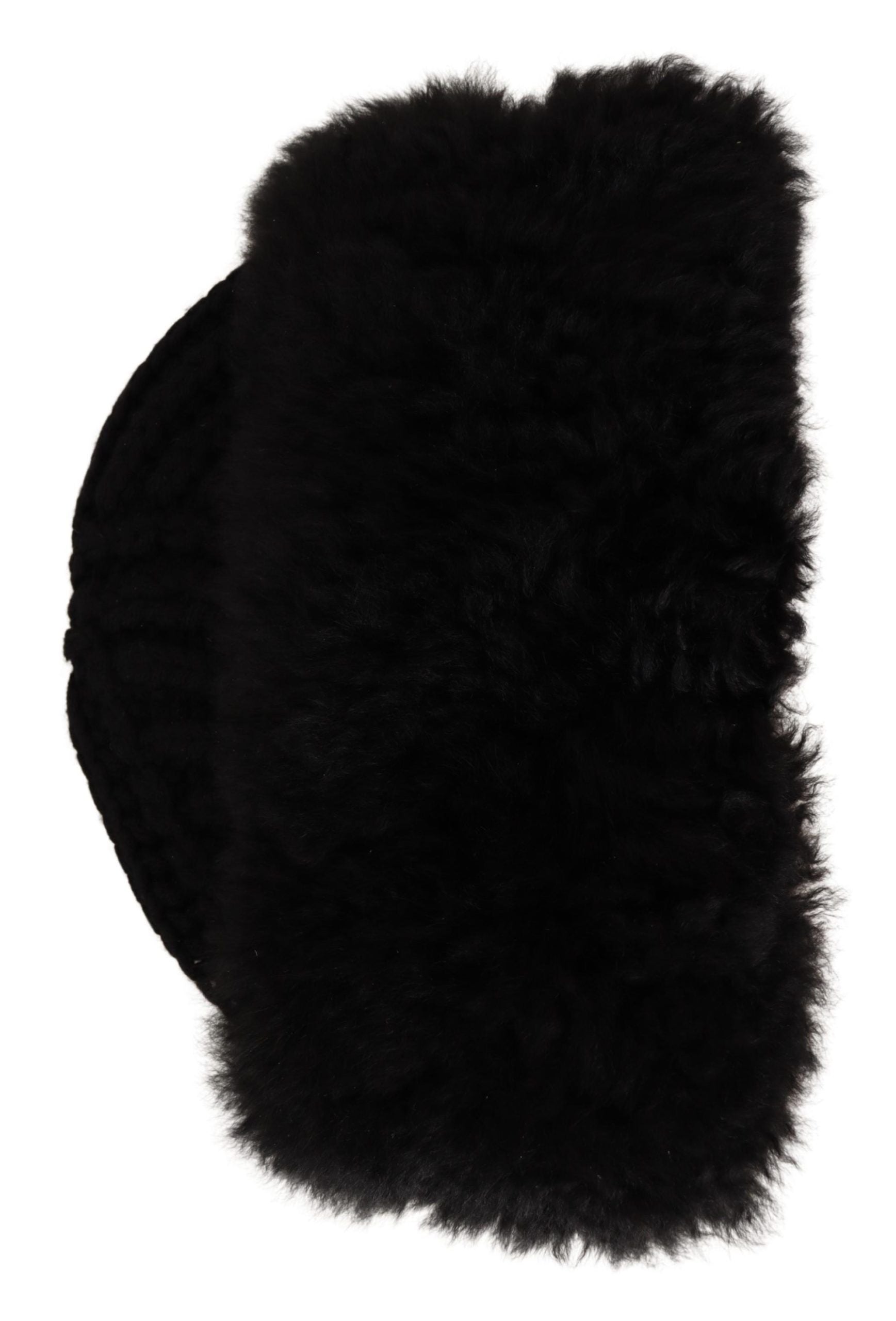 Dolce & Gabbana Elegant Black Cashmere Alpaca Fur Beanie - 57 cm|S