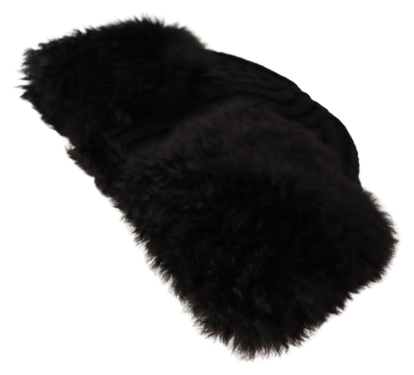 Dolce & Gabbana Elegant Black Cashmere Alpaca Fur Beanie - 57 cm|S