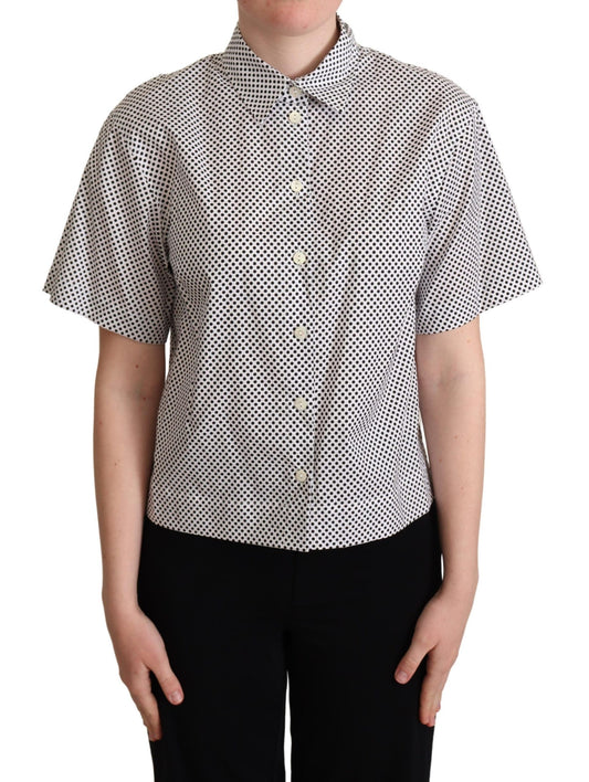 Dolce & Gabbana Elegant Polka Dot Cotton Polo Top - IT42|M