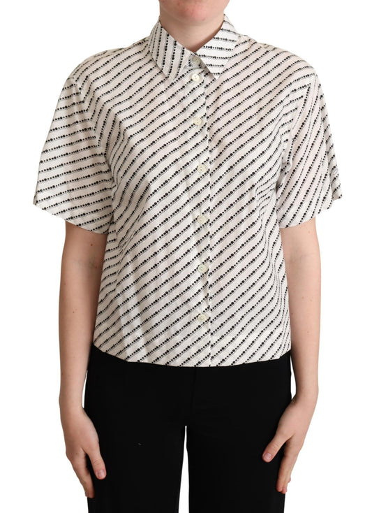 Dolce & Gabbana Elegant Dotted Cotton Polo Top - IT42|M