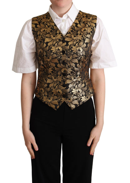 Dolce & Gabbana Elegant Black Jacquard Waistcoat