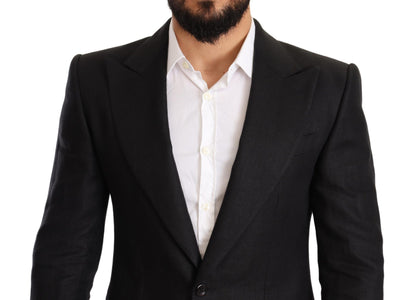 Dolce & Gabbana Elegant Slim Fit Black Linen Blazer