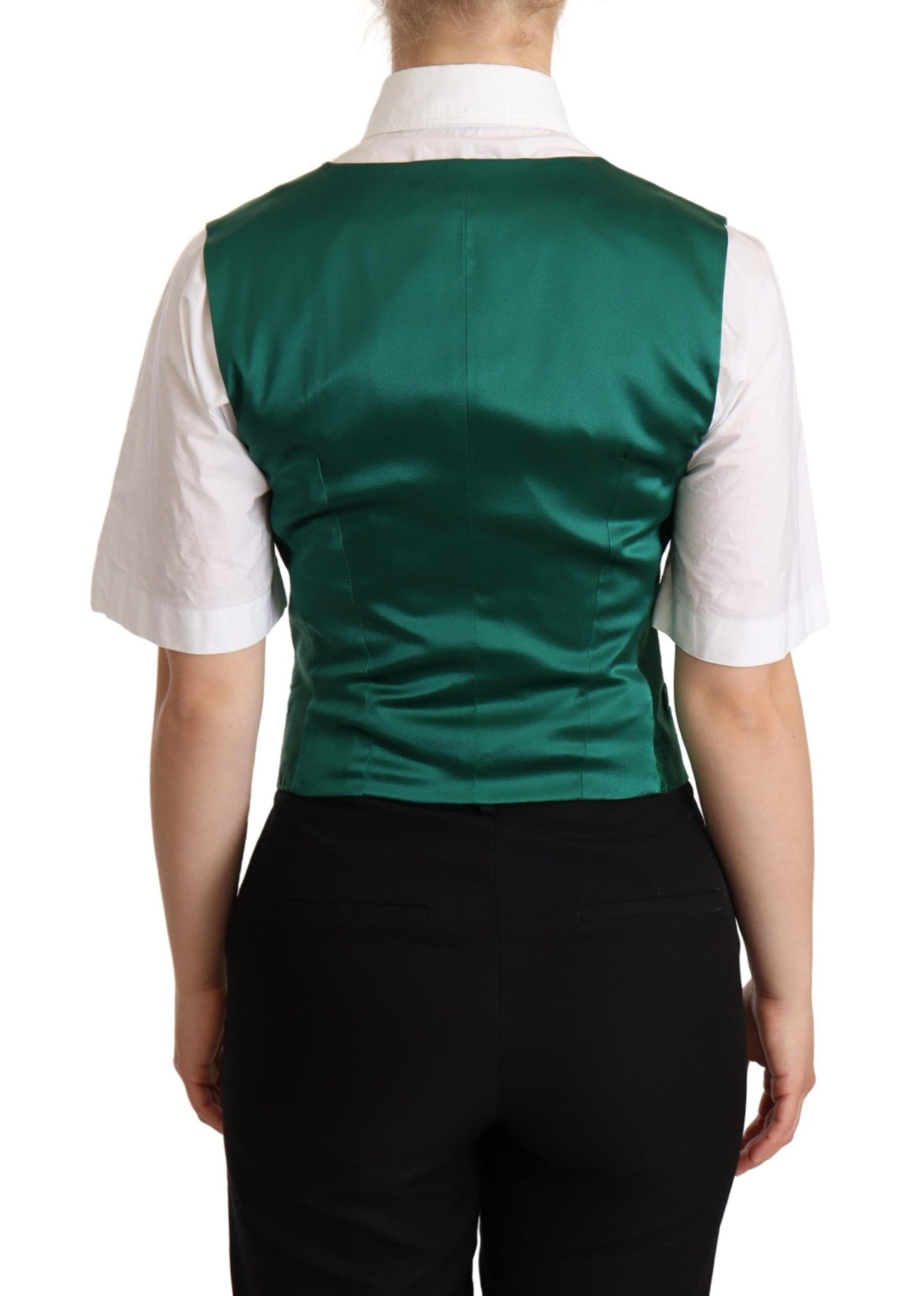 Dolce & Gabbana Elegant Green Silk Blend Waistcoat