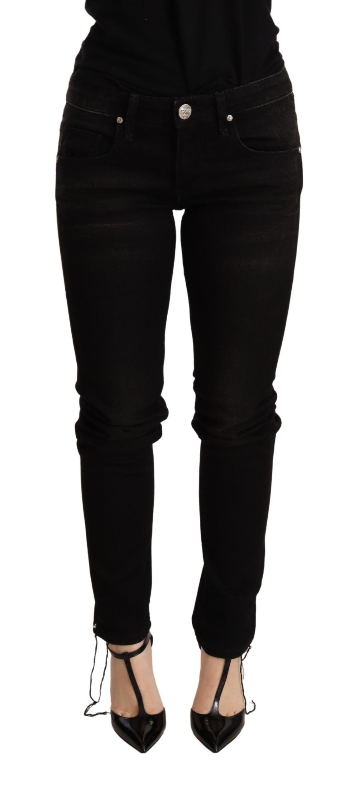 Acht Elegant Slim Fit Black Denim - W26