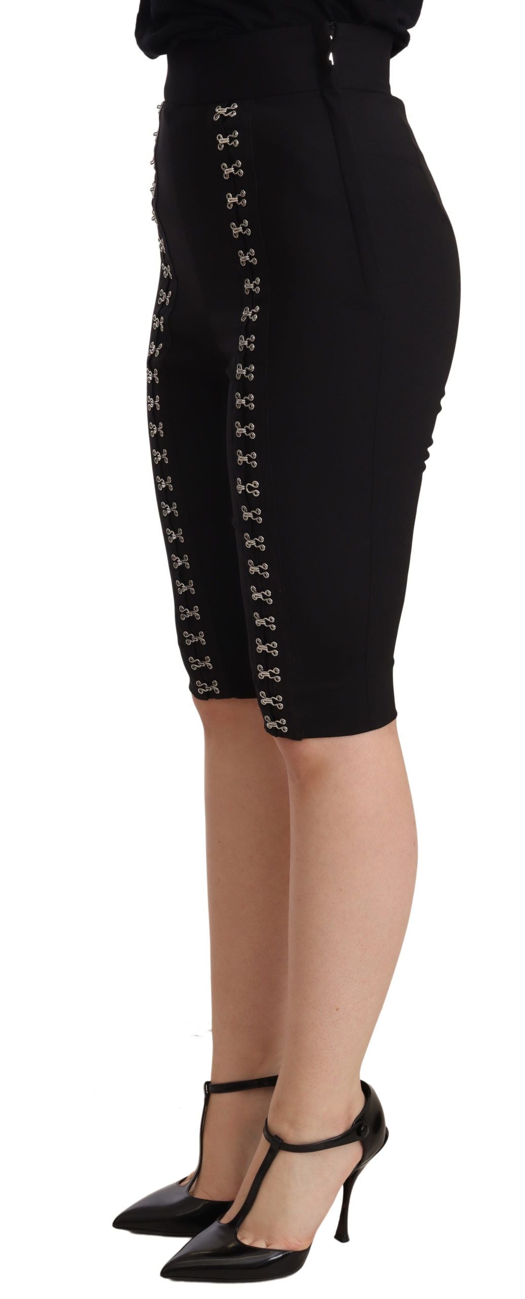 Dolce & Gabbana Elegant High Waist Black Wool Shorts - IT36 | XS