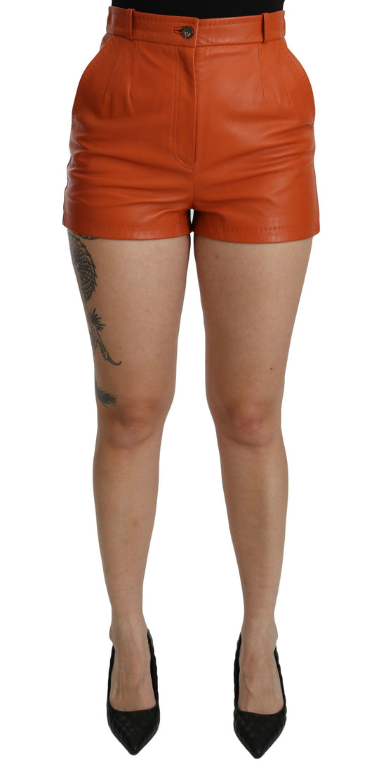 Dolce & Gabbana Chic Orange Leather High Waist Hot Pants - IT40|S