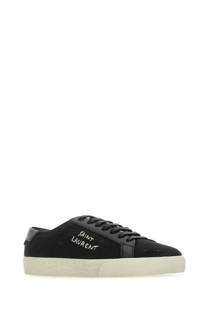 Saint Laurent Sleek Black Canvas & Leather Low-Top Sneakers - EU39/US6