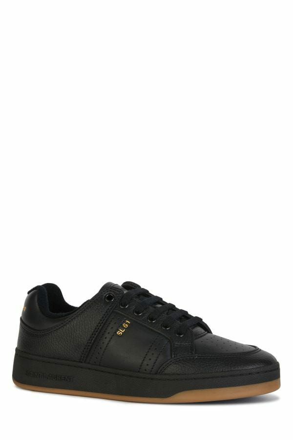 Saint Laurent Elegant Black Low-Top Leather Sneakers - EU41/US8