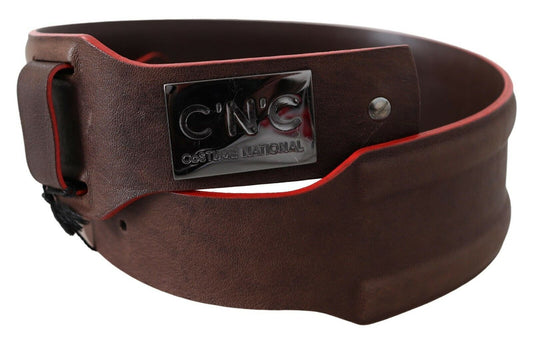 Costume National Elegant Dark Brown Leather Fashion Belt - 70 cm / 28 Inches