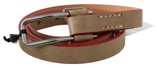 Costume National Beige Leather Fashion Belt - 85 cm / 34 Inches