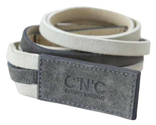 Costume National Chic White Leather Logo Belt - 90 cm / 36 Inches