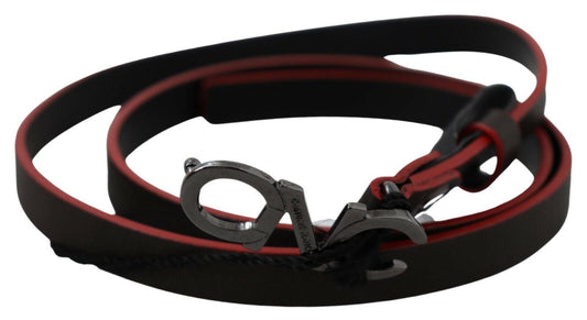 Costume National Maroon & Black Italian Leather Fashion Belt - 85 cm / 34 Inches