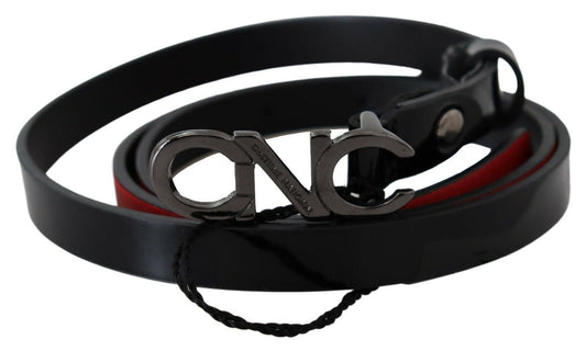 Costume National Chic Black Leather Fashion Belt - 85 cm / 34 Inches