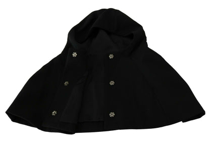 Dolce & Gabbana Elegant Black Hooded Scarf Wrap - 57 cm|S