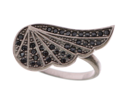 Nialaya Black Rhodium Silver Crystal Ring - EU54 | US7