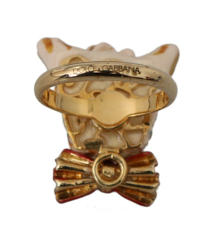 Dolce & Gabbana Elegant Canine-Inspired Gold Tone Ring - EU54 | US7