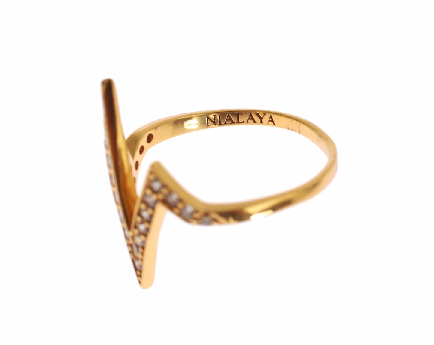 Nialaya Glamorous Gold Plated Sterling Silver Ring - EU47 | US4