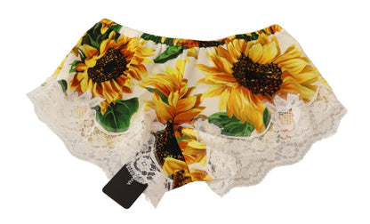 Dolce & Gabbana Sunflower Lace Lingerie Shorts - Silk Blend