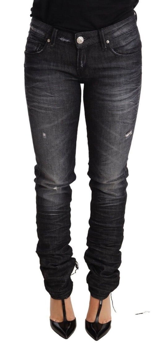 Acht Elegant Low Waist Skinny Black Denim