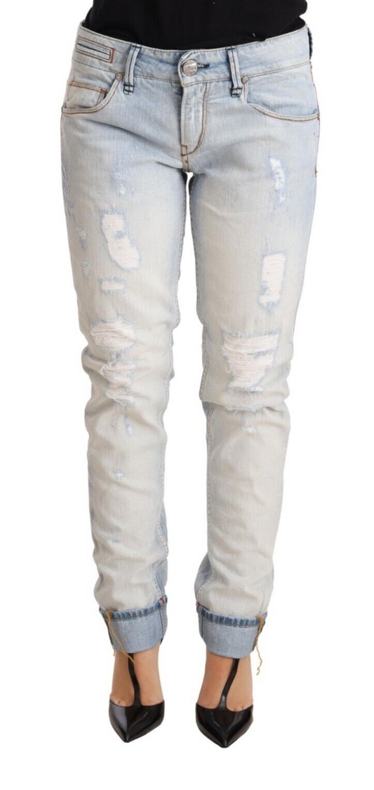 Acht Chic Light-Blue Folded Hem Denim Jeans - W26