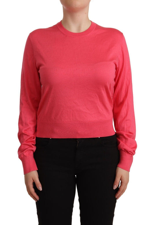 Dolce & Gabbana Elegant Pink Silk Crewneck Sweater - IT50 | XL