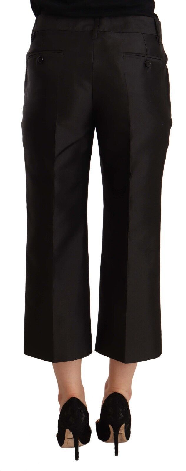 Dolce & Gabbana Chic Silk Cropped Trousers in Timeless Black