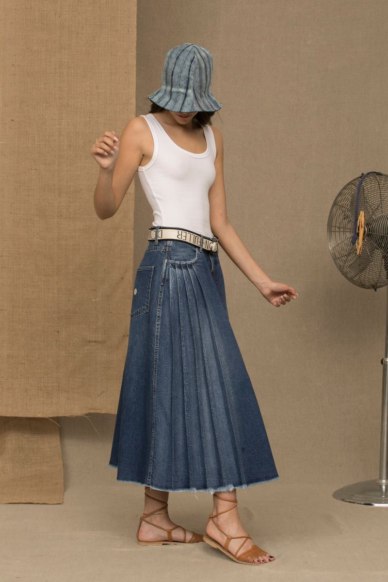 Don The Fuller Blue Cotton Women Skirt