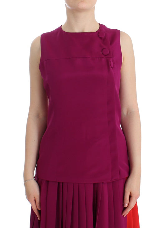 Barbara Casasola Stunning Silk Sleeveless Purple Blouse - IT42 | S