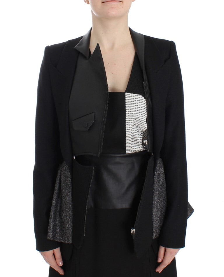 KAALE SUKTAE Elegant Monochrome Zippered Blazer Jacket - IT38|XS