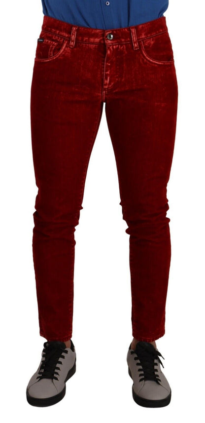 Dolce & Gabbana Ravishing Red Slim Fit Designer Jeans