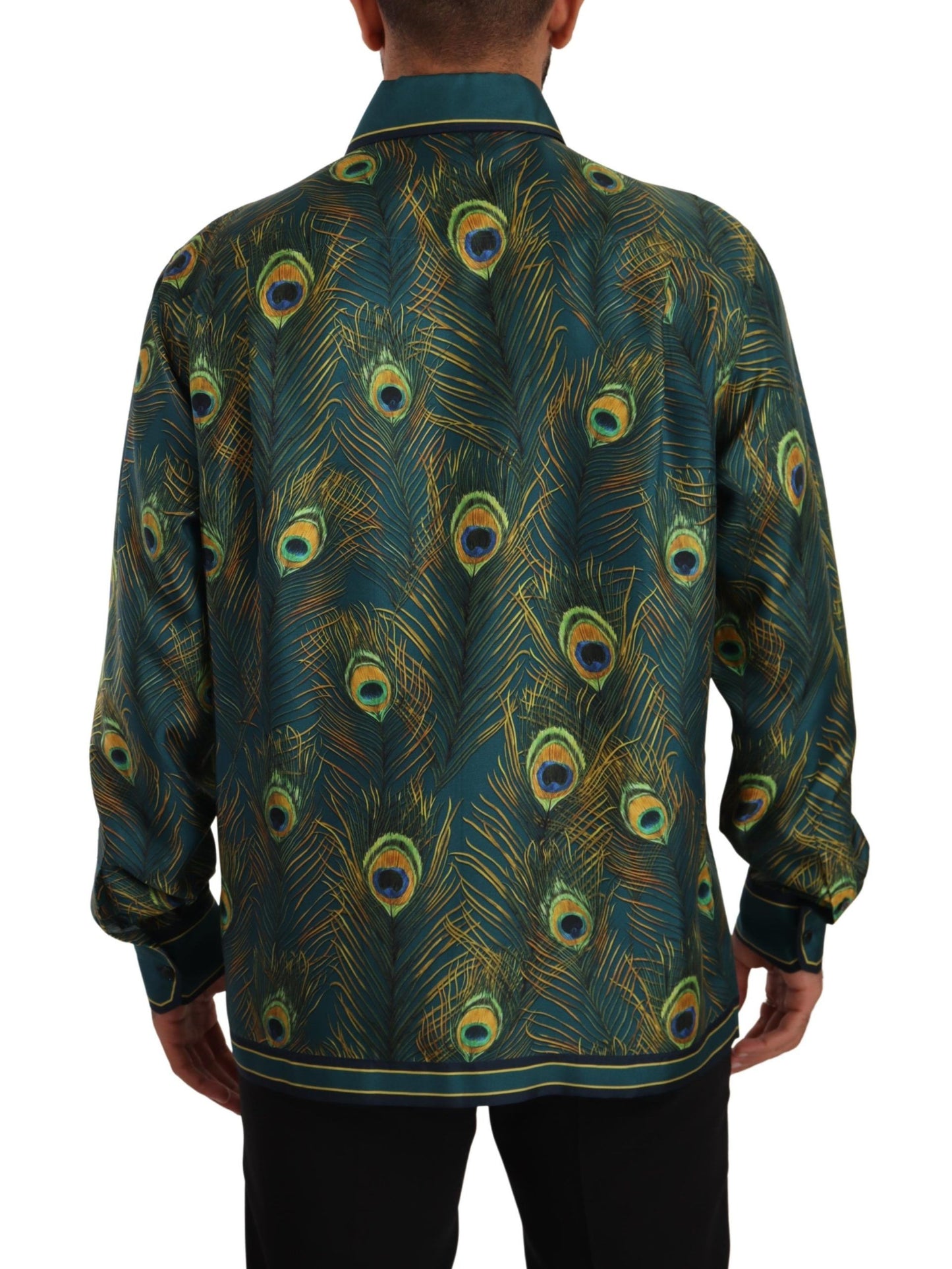 Dolce & Gabbana Peacock Feather Print Silk Shirt - IT40 | M