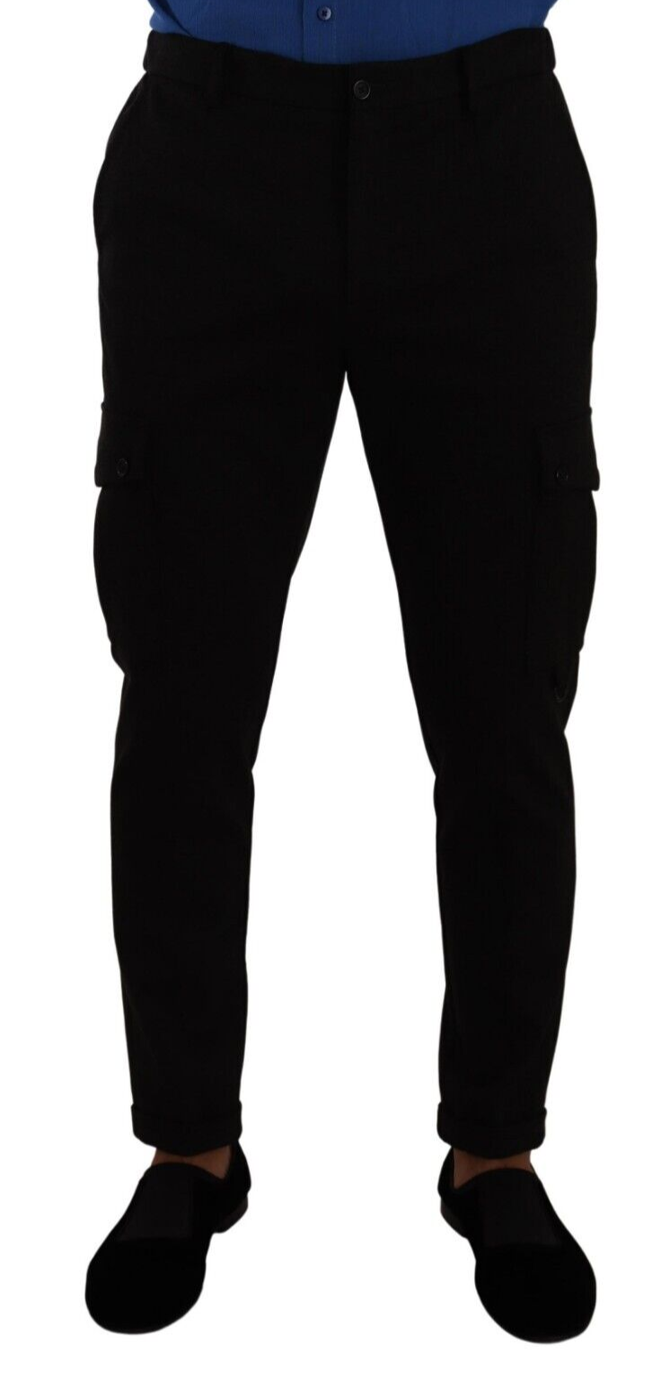 Dolce & Gabbana Elegant Black Slim Fit Cargo Pants - IT48 | M