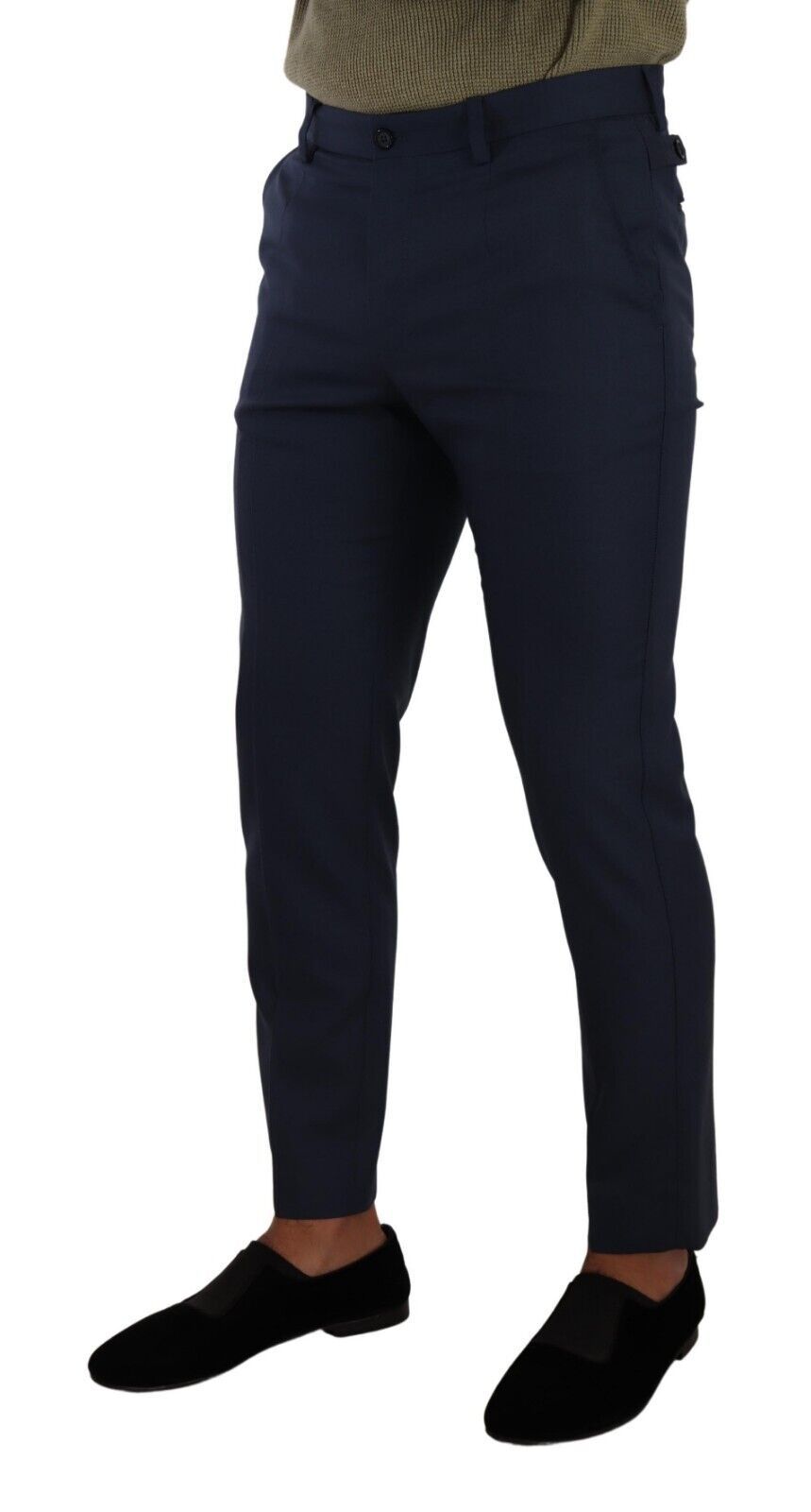 Dolce & Gabbana Elegant Dark Blue Slim-Fit Dress Pants - IT48 | M