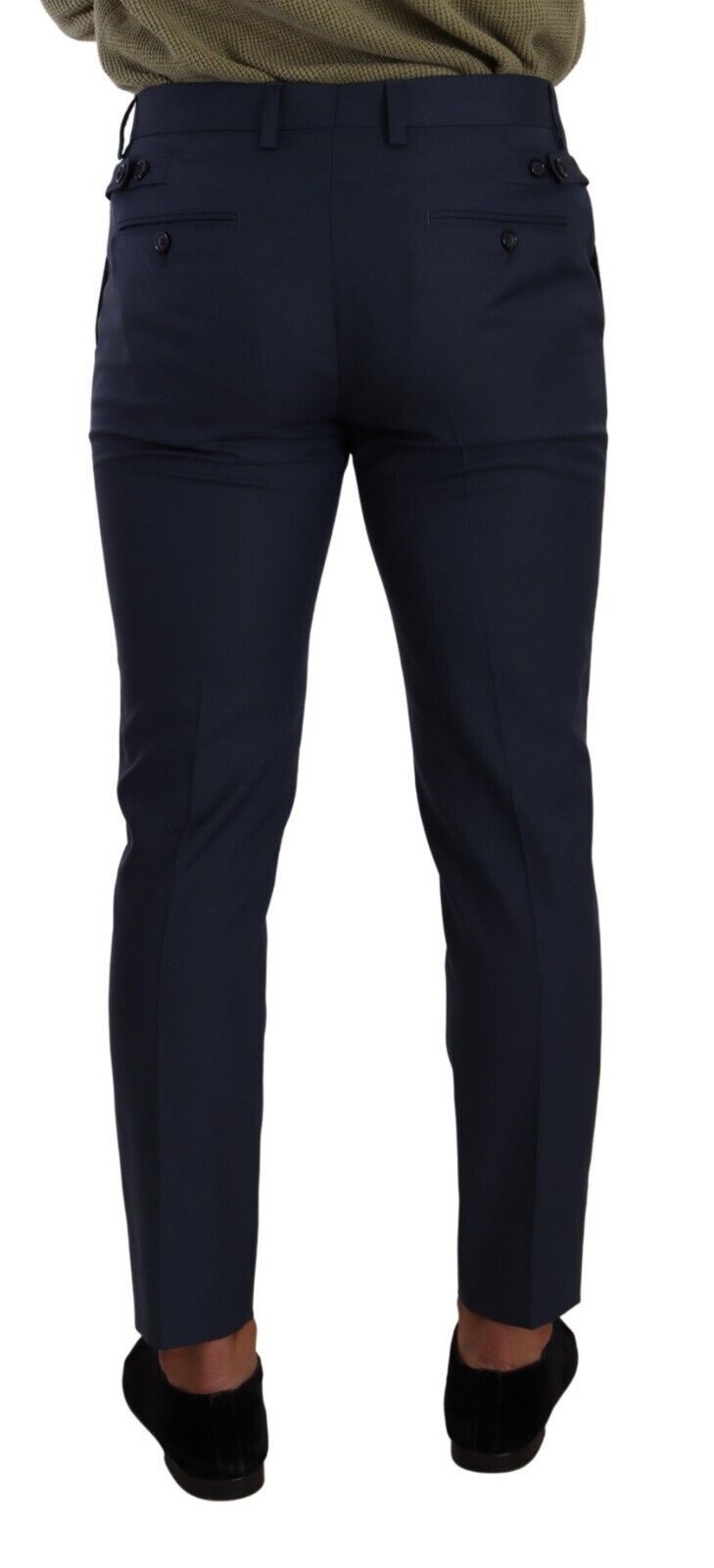 Dolce & Gabbana Elegant Dark Blue Slim-Fit Dress Pants - IT48 | M