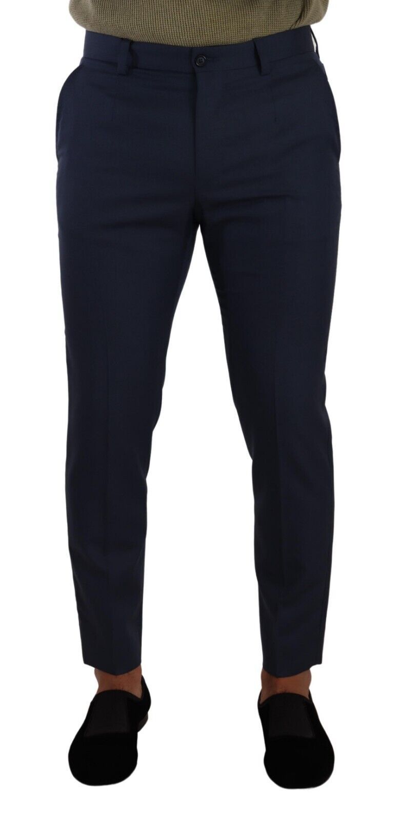 Dolce & Gabbana Elegant Dark Blue Slim-Fit Dress Pants - IT48 | M