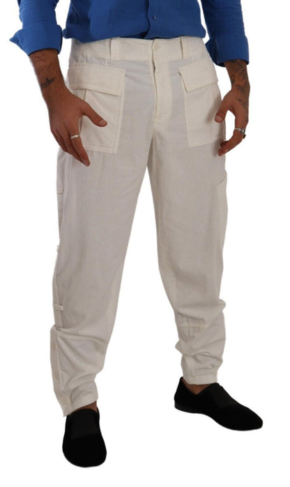 Dolce & Gabbana Elegant Off White Cargo Pants - Regular Fit - IT48 | M