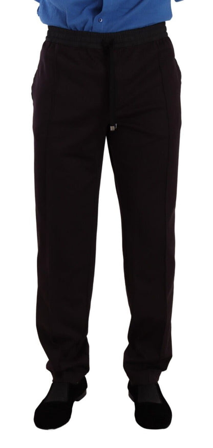 Dolce & Gabbana Elegant Burgundy Cotton Joggers - IT58 | XXL