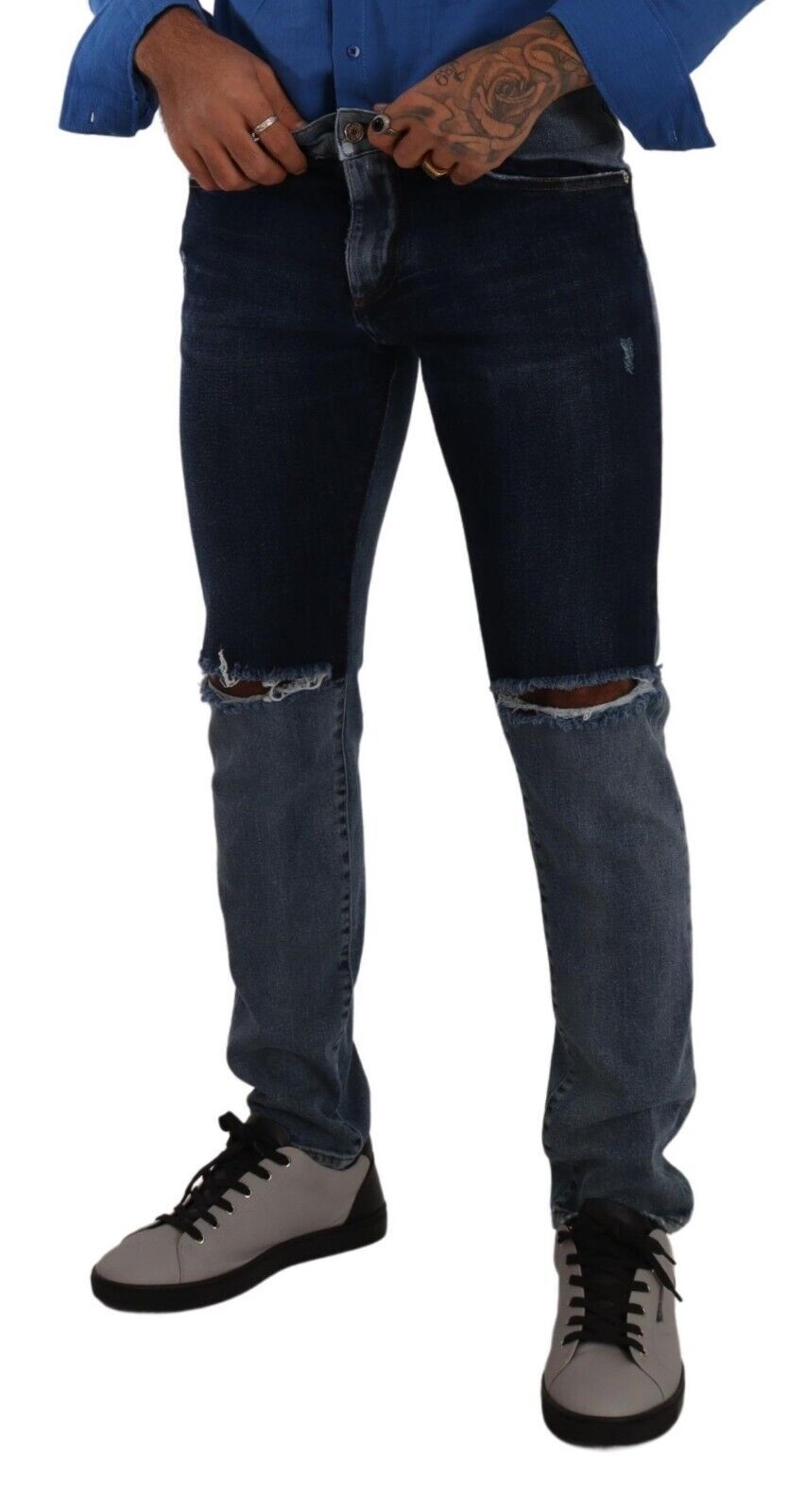 Dolce & Gabbana Chic Slim Fit Tattered Denim - IT48 | M