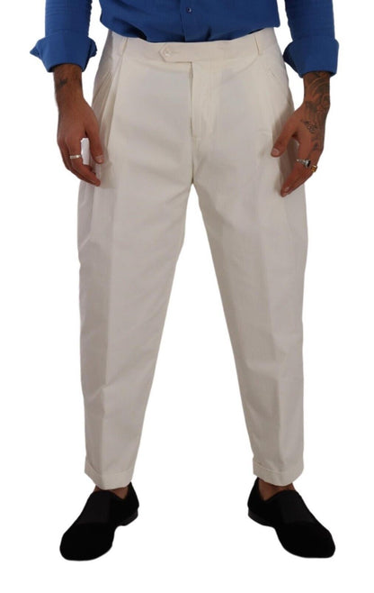 Dolce & Gabbana Elegant White Cotton Stretch Dress Pants - IT50 | L