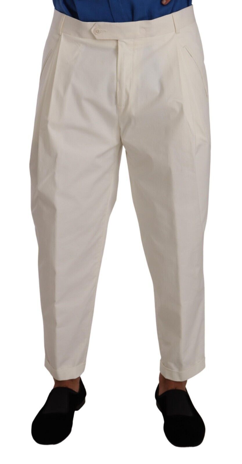 Dolce & Gabbana Elegant White Cotton Stretch Dress Pants - IT50 | L