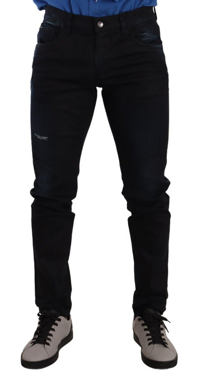 Dolce & Gabbana Elegant Slim Fit Dark Blue Denim Jeans - IT48 | M